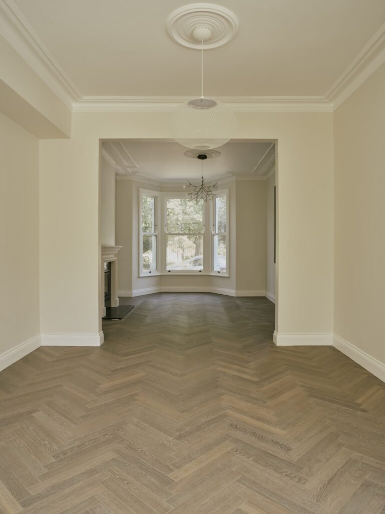 Room Divide with Lampshades and Bay Window